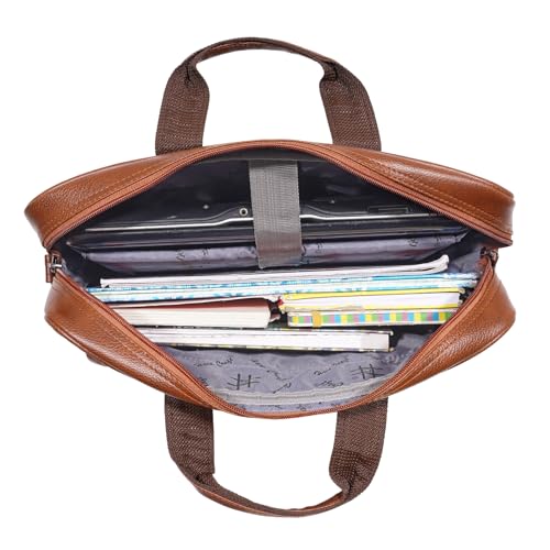Image of Hard Craft Vegan Leather Office Laptop Messenger and Shoulder Side Sling Hand Bag For Men Corporate Executive Briefcase Bag For Man Supports Laptop Upto 15.6 inches