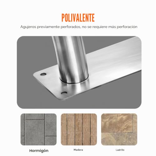 Miniatura 6 de Vevor Barandilla Para Piscina 990 X 100 X 812 Mm, Pasamanos Para Piscina De Acero Inoxidable Con Placa Base Barra De Seguridad Antioxidante Para Piscinas, Interiores, Exteriores, Terrazas, Spas
