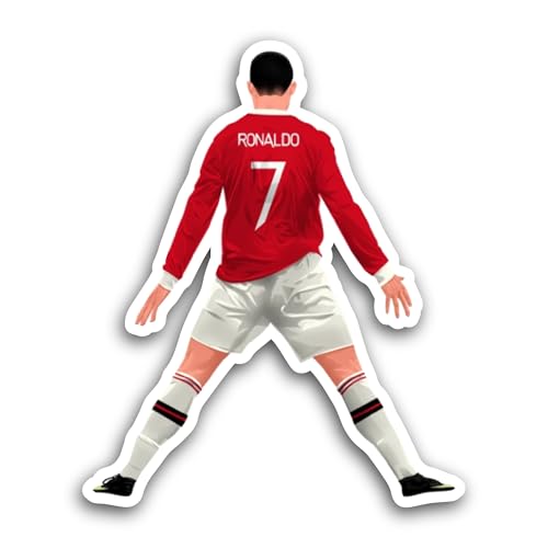 2 (Pieces) 3" and 5" Ronaldo Sticker, Waterproof Vinyl Decals for Many Purpose Like Cars, Trucks, Laptops, Phones, Windows and More