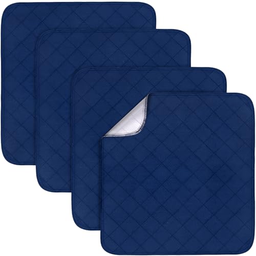 Waterproof Chair Pads for Incontinence 22' x 21', 2 Pack Non Slip Absorbent Wheelchair Reusable Seat Protector, Washable Seat Covers for Chairs, Navy