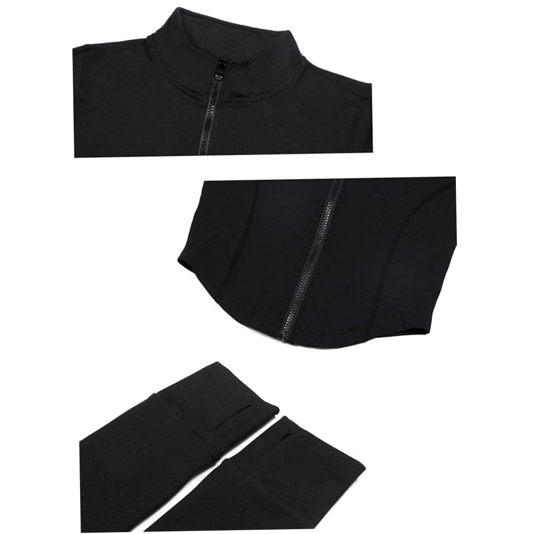CheChury T-Shirts De Sport Femme Veste De Sport Femme Sweat Respirante Veste De Course à Manches Longues Tops Léger Avec Fermeture Éclair Séchage Rapide Veste De Yoga Tee Shirt Fitness Running