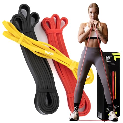 Fizyo Set di 3 nastri di resistenza, perfetti per pull-up, allenamento con la forza, yoga, fitness, crossfit, esercizio, muscoli, palestra domestica, donne e uomini, fasce a 3 livelli di resistenza,