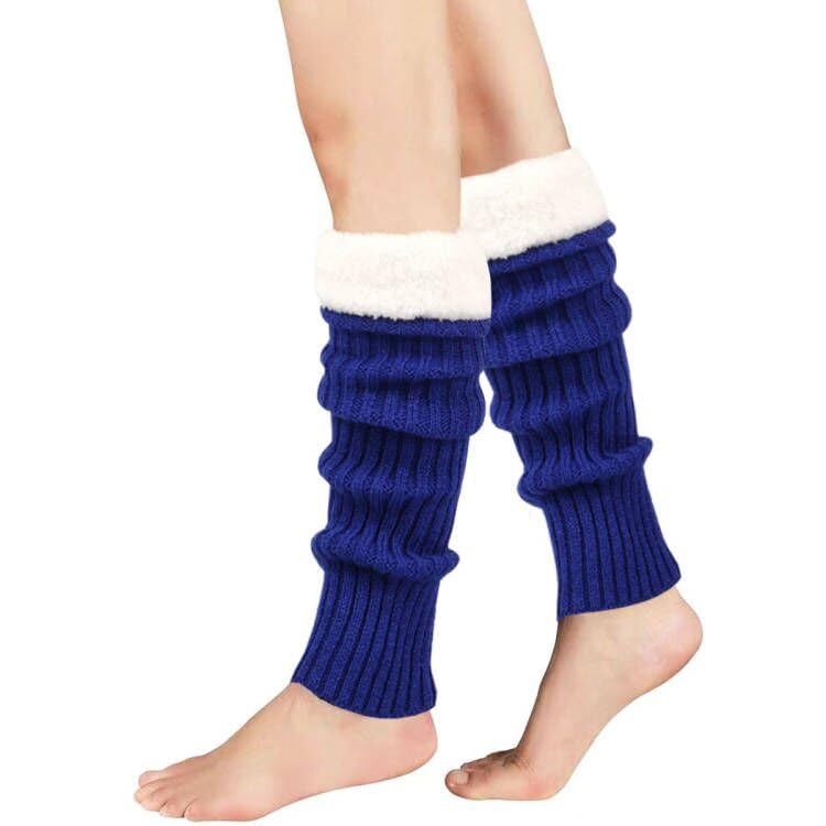 Image of Winter Leg Warmers for Women and Girls Warm Knitted Socks Knitted Wool Crochet Long Boot Socks New Year's Day Socks Christmas Socks