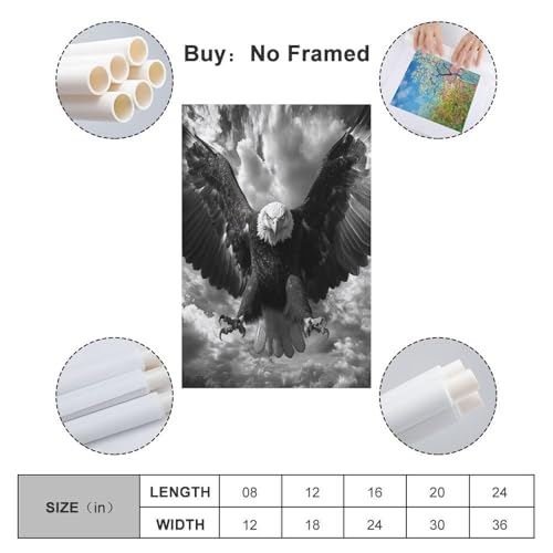 Cuadro de águila en lienzo de 50x75cm para decoración de salón y dormitorio 2