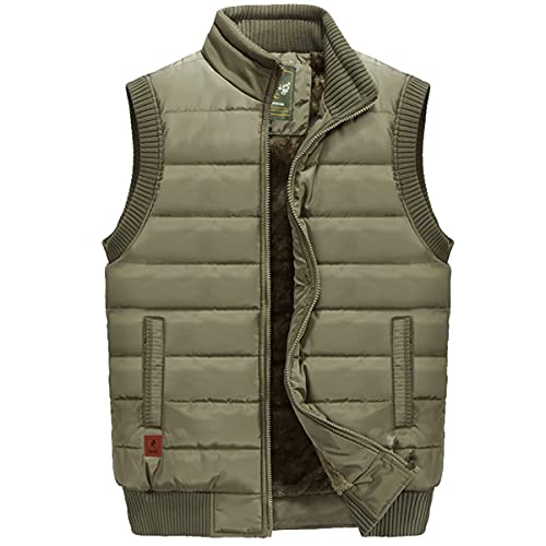 TienNew Gilet Rembourré Homme, Polaire Gilet Homme sans Manches Hiver Chaud Veste Epais sans Manches Col V pour Sports Ski Chasse Pêche Voyages Cover