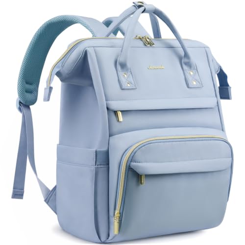 Image of LOVEVOOK Laptop Backpack for Women Men with Giant Tumbler Holder,17 inch Waterproof Computer Laptop Bag TSA Approved Travel Backpack,Professional Work College Nurse Teacher Backpack Gift Purse,Blue