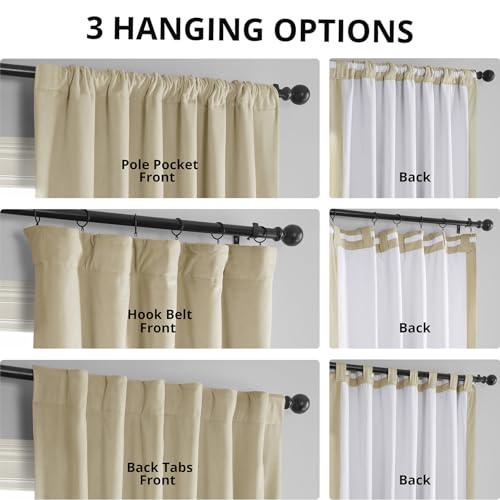 HPD Half Price Drapes Signature Velvet Thermal Blackout Curtains for Living Room 96 Inch Long (1 Panel) Rod Pocket Insulated Blackout Curtains for Bedroom Window Curtains, 50W x 96L, Neutral Ground