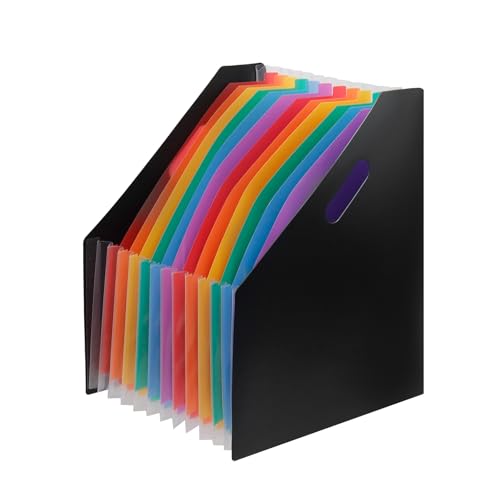 Chinflly Suporte de arquivo expansível para mesa, 13 bolsos multicoloridos, pasta de arquivos portát
