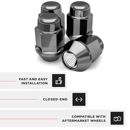Image of White Knight M12x1.50 Black Chrome Bulge Acorn Lug Nut, 4 Pack