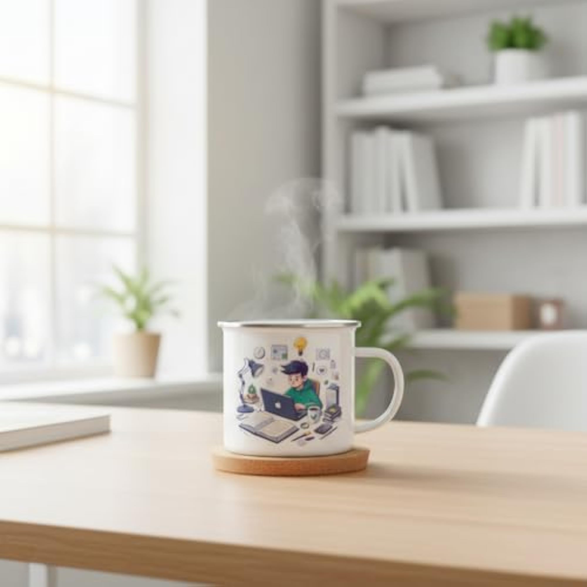 Adventure-Ready Printed Enamel Mug, Durable & Lightweight