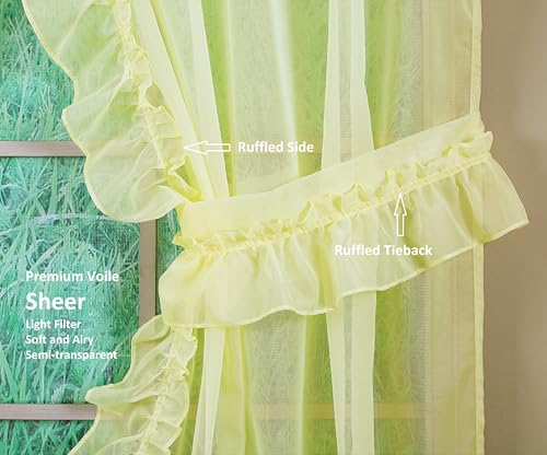 Image of Today's Curtain, Emelia Priscilla Sheer Pair 96 inch W x 84 inch L, Yellow, 5-Piece-Set