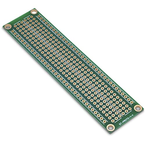 Schmalztech Double Sided Enig Protoboard, Solderable Breadboard, Electronic Circuit Board For Diy Prototype Circuit, Fr4, Plated Through Hole Solder Prototype Board, St-Proto (1" X 4") #TOP1