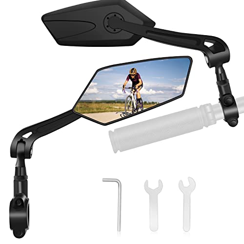 1 Pair Adjustable Bike Mirrors, Wide Angle Hd Glass Bike Mirrors For Handlebar Rearview Mirrors, 360 Degree Rotatable Mirrors For Bicycle #TOP14