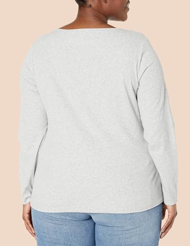 Image of Amazon Essentials Women's Slim-Fit Long Sleeve V-Neck Knit Rib Shirts, Pack of 2