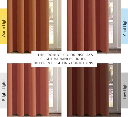 Image of Blackout Curtain for Living Room 96 Inch Long Thermal Insulated Grommet Window Treatment Panel for Bedroom, Energy Saving Curtain for Large Window Door, Thick and Soft - Orange Ochre - Set of 1 Panel