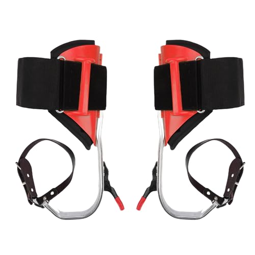 Luocute Kit de Espigas de Trepadora de árboles, Aleación de Aluminio Engranaje de Escalada Ligera con Pedal sin Deslizamiento, Correas Ajustables para el Trabajo de árboles, Ideal para (Rojo)