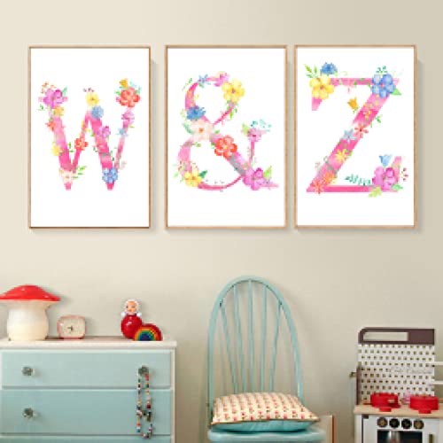Affiche Lettre WZ Aquarelle pour Chambre d'Enfant