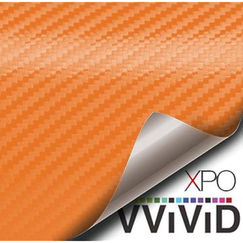 VViViD® XPO Orange 3D Carbon Fiber Vinyl Wrap Roll with Air Release Technology (1ft x 5ft)