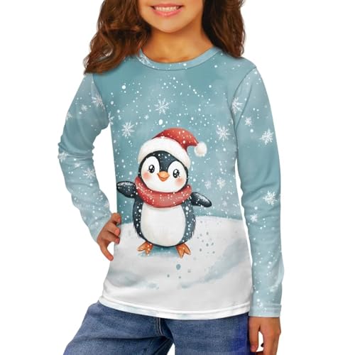 Image of Girls Long Sleeve Shirts Casual Crewneck Soft T-shirts for Girls 3-16 Years Old