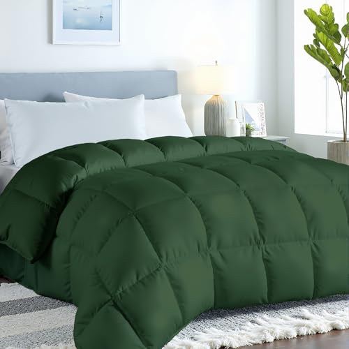 Image of ROYALE LINENS Comforter - Full Size Duvet Insert - All Season Soft Quilted Comforters with 8 Corner Tabs - Down Alternative Bedding Comforter - Box Stitched Duvet Insert (Green, Full 82 inchx86 inch)
