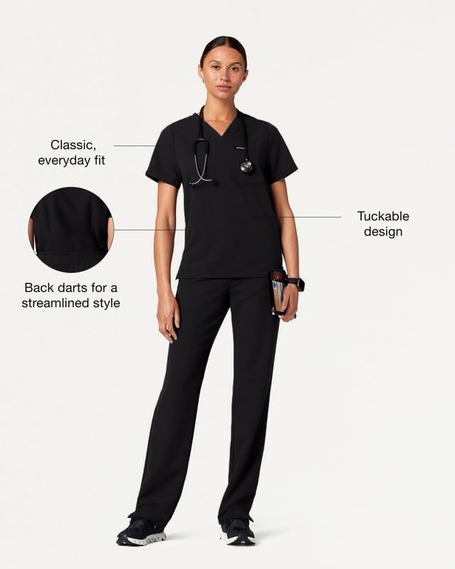 JAANUU Rhena Women's V-Neck Scrub Top Classic Fit 1-Pocket UltraLAST