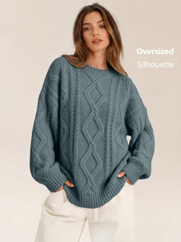 Image of Trendy Queen Women's Oversized Cable Knit Sweaters 2026 Fall Outfits | Quiet Luxury Style, Chunky Knit Texture, Winter Holiday Outfit, Easy Layering Piece, Fall Fashion Staple