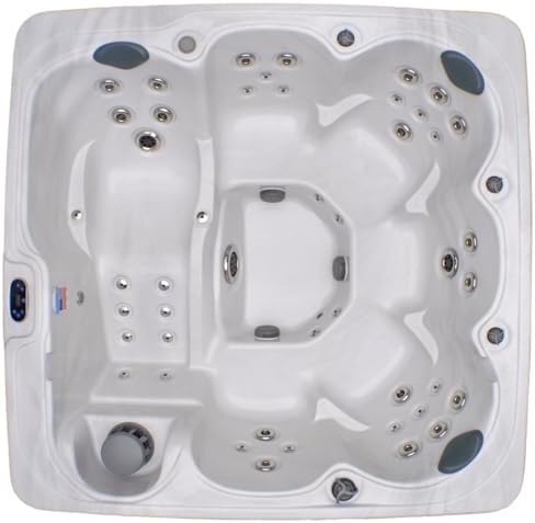 Home & Garden HG71A 6-Person Hot Tub with 71 Therapy Jets and Bluetooth Audio – Sterling or White Acrylic Interior and Mocha Exterior Cabinet - Ideal for Backyard Relaxation and Hydrotherapy