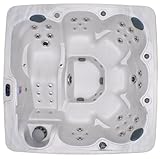 Home & Garden HG71A 6-Person Hot Tub with 71 Therapy Jets and Bluetooth Audio – Sterling or White Acrylic Interior and Mocha Exterior Cabinet - Ideal for Backyard Relaxation and Hydrotherapy