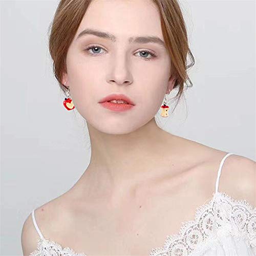 Handmade Simulation food Croissant French Bread Toast Dangle Drop Earrings Cute Unique Baguette Apple Coffer Cap Earrings Set for Women Girls Jewelry3