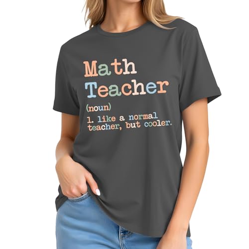 Image of Math Teacher Shirts for Women-Teaching Life Short Sleeves | Featuring inchMath Teacher (noun) Like a Normal Teacher But Cooler inch Design Great Gift for Math Lovers & Educators