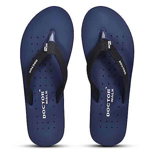 Image of Doctor Walk Orthopaedic Flip Flops, Black, Cushioned Footbed with Anti-Slip Sole Slipper for Women's