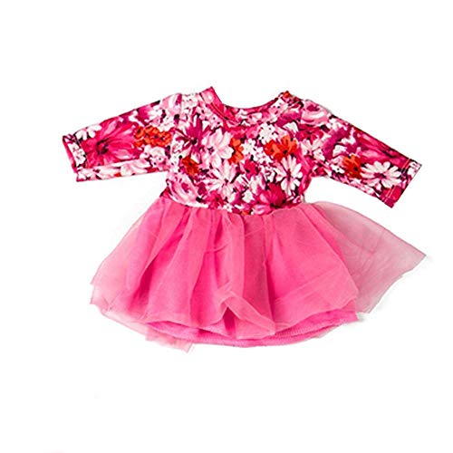 yijing Fasion Doll Clothes Printed Doll Dress Outfit Fit for 18 Inch American Toy Girl Doll Accessory Girl's Toy (Hot Pink)