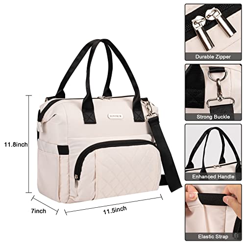 Honymum Lunch Bag Women,16L Insulated Lunch Box Tote Bag For Work,Leak Proof Lunch Cooler Bag With Bottle Holder&Adjustable Shoulder Strap,Lunchbag, Adult Lunchbox For Picnic,Beach,Beige #TOP2