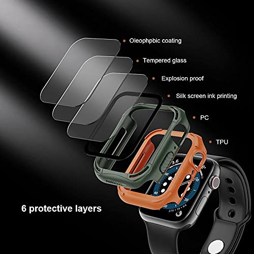 Image of Nillkin Case for Apple Watch iWatch 44mm 44 mm Series 4 /5 / 6 / SE Crash Bumper Full Coverage Case PC + TPU Anti Shock with Screen Glass 6 Layered Protection & Cutouts Black