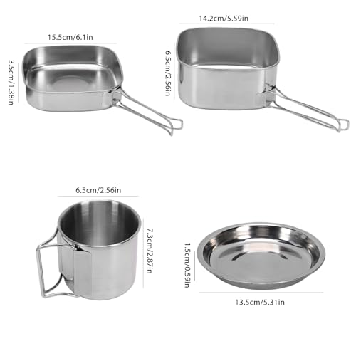 Set de Cocina Portátil para Camping BAFOVY de Acero Inoxidable con 6 Piezas Apilables para 2-3 Personas miniatura 5