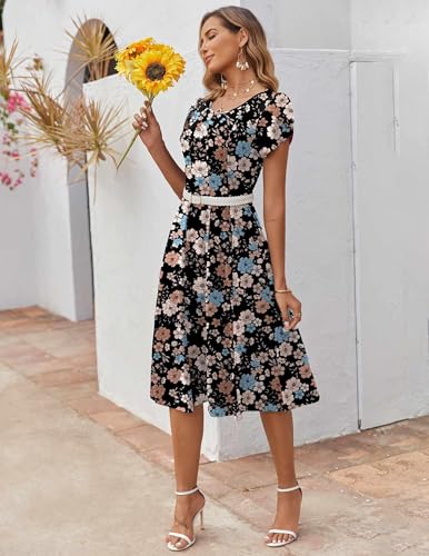 Image of ZEAGOO Womens Casual Dresses for Summer Short Sleeve Flare Midi Dress Loose Flowy Beach Sundress