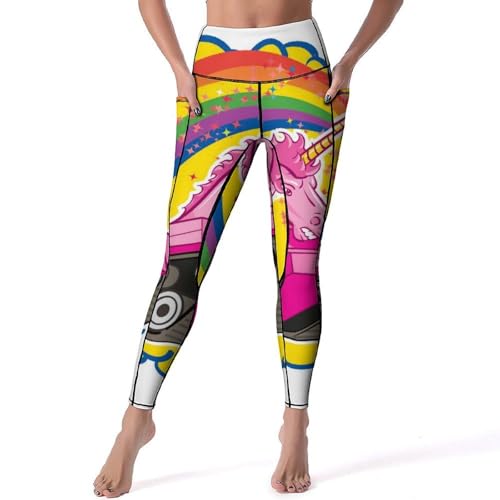 Pantalon de sport yoga taille haute confortable anti-glisse motif licorne