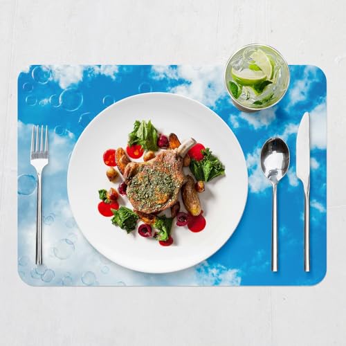 Sets de table ciel bleu lot de 4 napperons grand format en liège de 39,5x28,5 cm