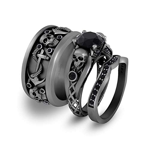 Bague de mariage couple argent 925 avec ancre marine en cadeau