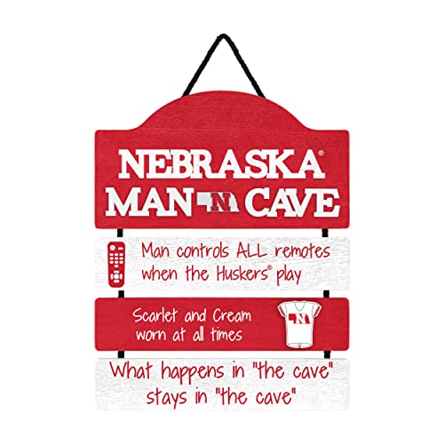 FOCO NCAA Nebraska Cornhuskers Wood SignWood Man Cave Sign, Team Colors, One Size