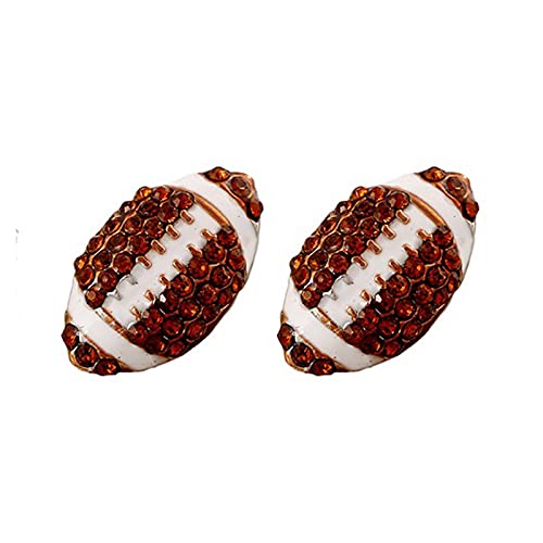A Pair Unique Rhinestone Stud Drop Stackable Cute Basketball Volleyball Baseball Football Rugby Shiny Crystal Sport Earrings Jewelry for Women Teens