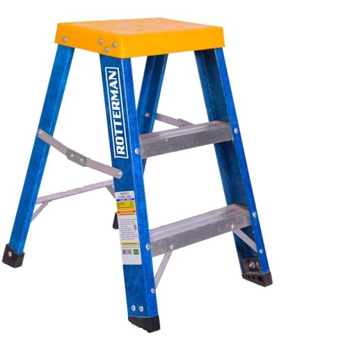 Escada banqueta de fibra de vidro 2 degraus + patamar 60 cm - Rotterman