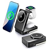 【Charge Simultanée et Placement Facile】Rechargez simultanément votre iPhone, votre Apple Watch et vos AirPods sans fil, afin de vous préparer rapidement et facilement à toutes les défis de la journée. Grâce à la fonction magnétique, votre téléphone est parfaitement aligné pour la charge inductive, garantissant une stabilité optimale.