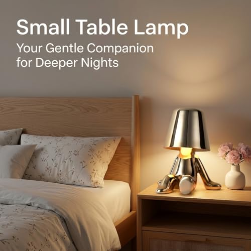 Image of Metal Table Lamp 3-Color CCT (Warm + Natural + Cold White) Touch Control USB Rechargeable Figurine LED Light for Bedroom Living Room