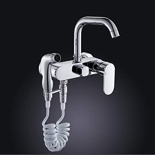 Robinet de cuisine mural anti-gaspillage avec douchette double mode jet d'eau