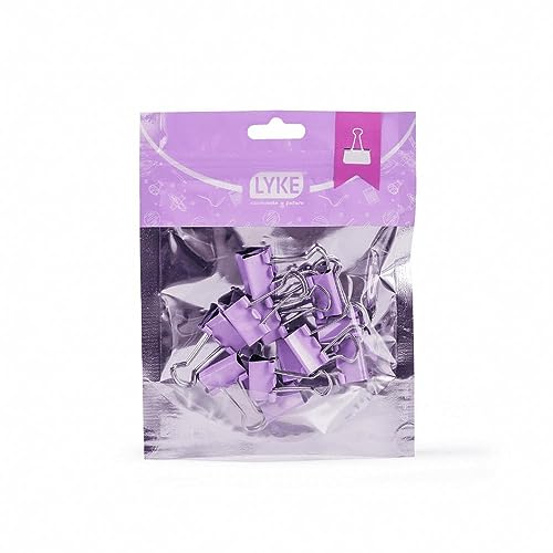 Prendedor de Papel Binder Clips 19mm Zíper Bag 12 Unidades Lyke (Lilás)