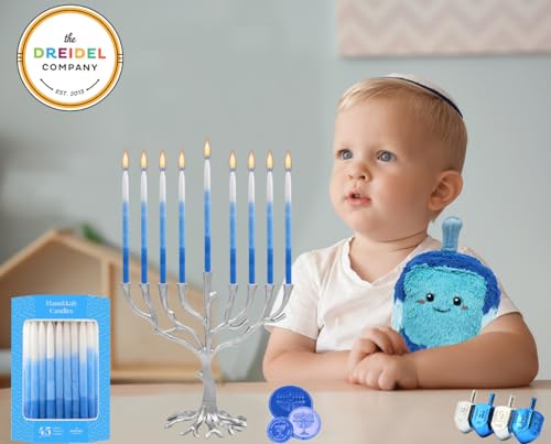 Thedreidelcompanydriplessdeluxetaperedpastelblueandwhitedecorationshanukkahmenorahcandlesforall8nightsofchanukahsingle  Urban Country Home Decor The dreidel company dripless deluxe tapered pastel blue and white decorations hanukkah menorah candles for all 8 nights of chanukah single  urban country home decor