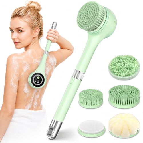 Electric Body Brush Back Scrubber for Shower with Long Handle