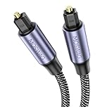 MOSWAG Optical Audio Cable, 2M/6.6FT, Digital Toslink SPDIF Cord, 24K Gold-Plated, Nylon Braided, Compatible with TV Soundbar, PS5, PS4, Xbox One, Blu-ray AV Receiver