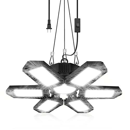 SEOBIOG Plug in Garage Light, 200W 20000LM Linkable Shop Light with On/Off Switch, 6500K Hanging LED...